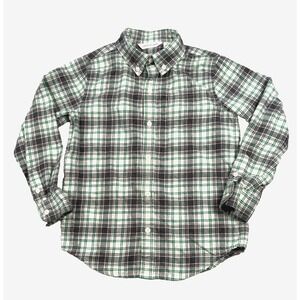 Janie and Jack Boys 6 Plaid Flannel Shirt Button Up Long Sleeve Preppy Green